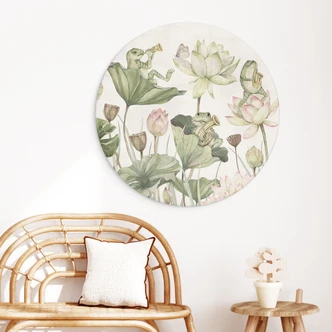 Dibond Wanddecoratie Kikkerorkest op waterlelies - Kikki Belle 