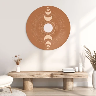 Wanddecoratie Maancycli - Zon en maan in harmonie - KsanaKalpa - Aluminium Dibond Rond 