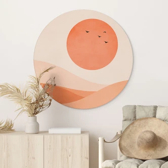 Vægcirkel Harmonisk landskab orange - Kubistika Vægcirkel Harmonisk landskab orange - Kubistika