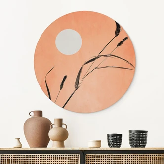 Vægcirkel Siv i ferskenfarvet solskin - Kubistika Vægcirkel Siv i ferskenfarvet solskin - Kubistika