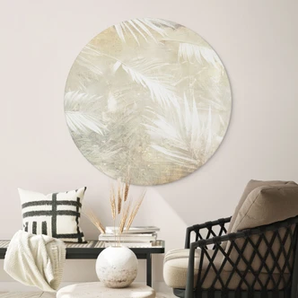 Dibond Wanddecoratie Abstracte witte palmbladeren - Kulik 