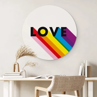 Rundes Wandbild LGBTQIA+ Love Regenbogen - Alu-Dibond 