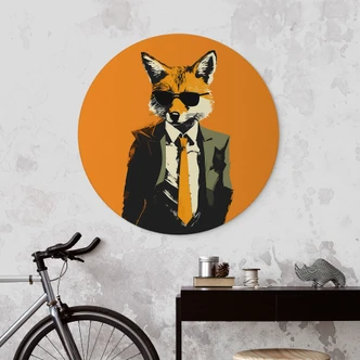 Dibond Wanddecoratie Coole vos in een pak - Magnusson 