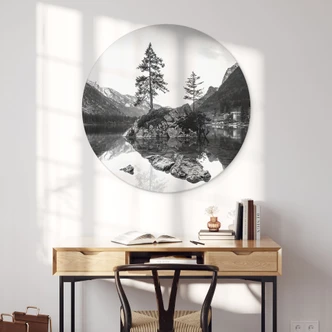 Wandbild Malerische Landschaft mit glasklarem Bergsee - Hintersee - Alu-Dibond - Rund 