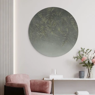 Wandbild Farn im Nebelwald in Grün - Ms Tiff - Alu-Dibond Rund 