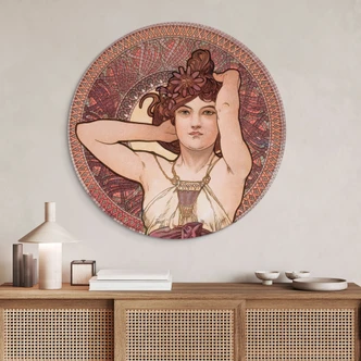 Alu-Dibond Mucha - Edelsteine: Amethyst - Rund 