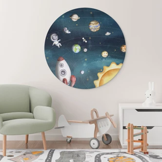Wandbild Weltraum Abenteuer mit Astronauten - Oliver Robins - Alu-Dibond - Rund 