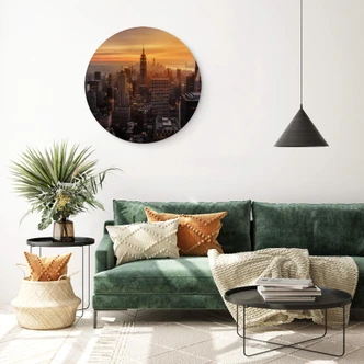 Tableau sur alu-Dibond Ruiz Dueso - New York au coucher du soleil - Rond 