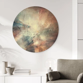 Wandbild Abstrakter Nebel im Goldlicht - Schmucker - Alu-Dibond Rund 