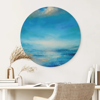 Wanddecoratie Eindeloze uitgestrektheid in blauw - Schmucker - Alu-Dibond Rond 