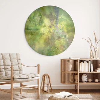Wandbild Farbenspiel aus Goldgrün - Schmucker - Alu-Dibond Rund 