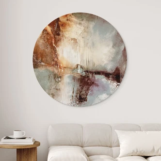 Wanddecoratie Gouden sporen in het mistige licht - Schmucker - Alu-Dibond Rond 