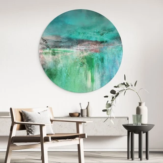 Wanddecoratie Groen fantasielandschap - Schmucker - Alu-Dibond Rond 