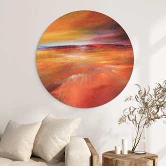 Wanddecoratie Herfstlandschap in het avondlicht - Schmucker - Alu-Dibond Rond 