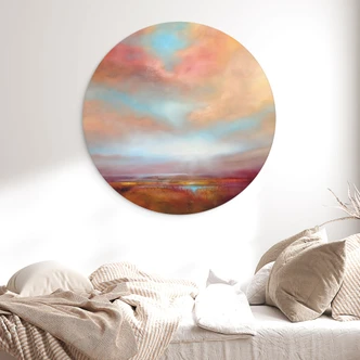 Wanddecoratie Lichtgevend veld in het zonlicht - Schmucker - Alu-Dibond Rond 