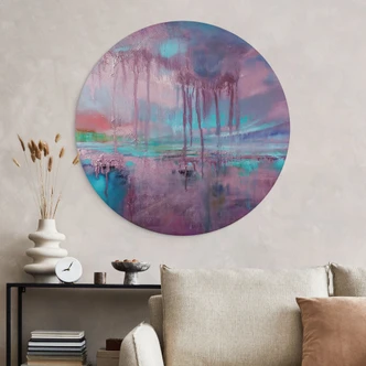 Wandbild Violetter Regen über blauem Dunst - Schmucker - Alu-Dibond Rund 