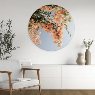 Wandcirkel Perzikkleurige bloesems in Assos - Shot by Clint 