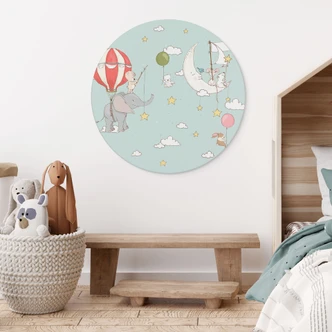 Dibond Wanddecoratie Vliegende dieren met heteluchtballon - Skellern 