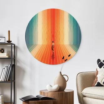 Wandbild Frau vor der Regenbogen-Kulisse - Taudalpoi - Alu-Dibond - Rund 