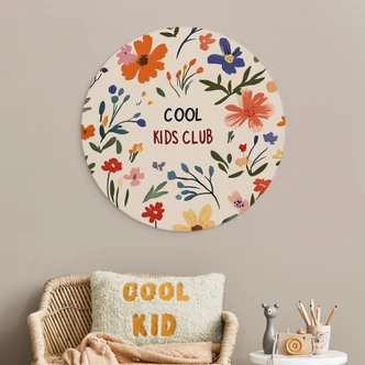 Wandbild Cool Kids Club Bunte Blumen - Treechild - Alu-Dibond Rund 