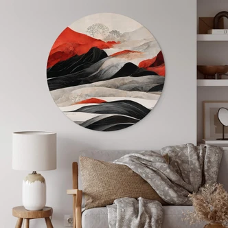 Wandcirkel Treechild - Red Mountains in Japan 