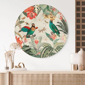 Wandcirkel Exotische jungle met papegaaien - UN Designs 