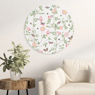 Wandcirkel Roze rozen in de lente - UN Designs 