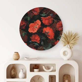 Wandcirkel UN Designs - Red Flowers 