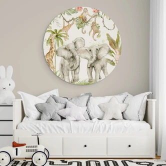 Wandcirkel Dieren in de tropische jungle - UN Designs 