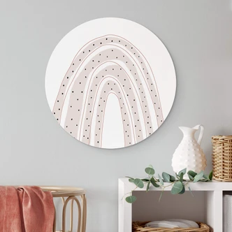 Wandbild uplusmestudio - Regenbogen mit Punkten - Alu-Dibond Rund 