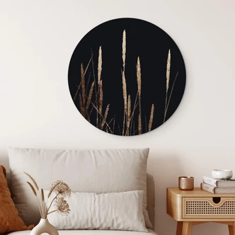 Tableau sur alu-Dibond rond Kubistika - champs d'or 