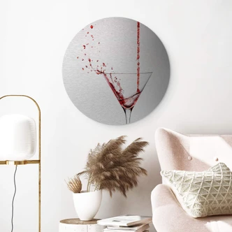 Alu-Dibond mit Silbereffekt Pabst - Cocktail - Rund 