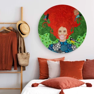 Tableau en alu-Dibond Hülya - Pourquoi j'aime le chaos - Rond 