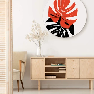 Wandcirkel Kubistika - Monstera Duet 