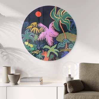 Glasbild Arty Guava - Exotik im Dunkeln der Nacht - Rund 