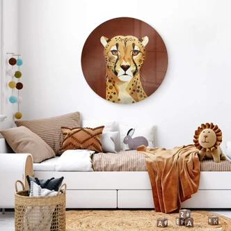Glasbild Braun - Gepard - Rund 