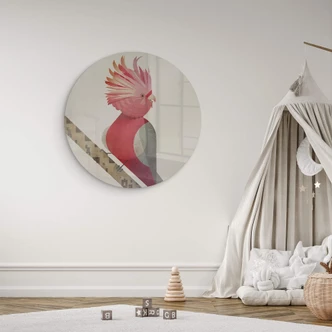 Glasbild Braun - Rosakakadu - Rund 