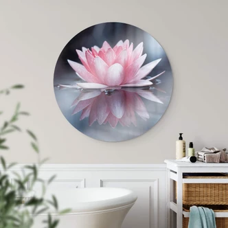 Glasbild Bravin - Magie der Lotusblume - Rund Glasbild Bravin - Magie der Lotusblume - Rund