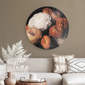 Glasbild FiguraNYC Photography - Ranunkeln Stillleben - Rund 