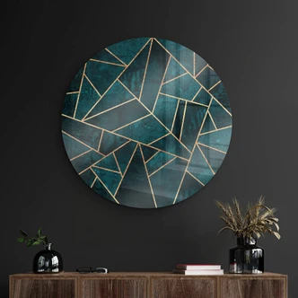 Glasbild Fredriksson - Blau-grüner Edelstein - Rund Glasbild Fredriksson - Blau-grüner Edelstein - Rund