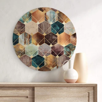 Glasbild Fredriksson - Gold und Kupfer - Rund 