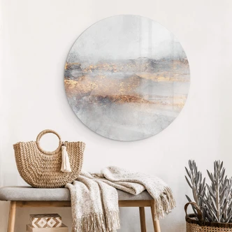 Glasbild Fredriksson - Goldige Spur im Nebel - Rund 