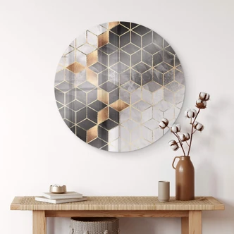 Glasbild Fredriksson - Smoky Cubes - Rund 