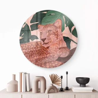 Glasbild Goed Blauw - Goldener Panther - Rund 