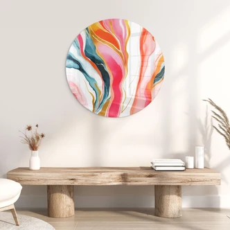 Glasbild Bunte Marmorierung abstrakt - Gokhale - Rund 