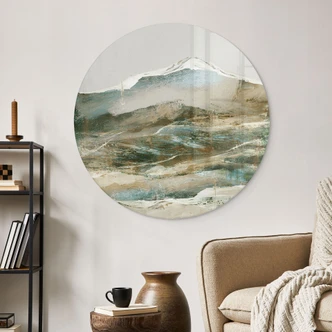 Glasbild Berge Abstrakt - Hobday - Rund 