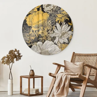 Blumen Glasbild - Blütenpracht in Ocker Rund - Jaszke 