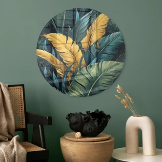 Glasbild Bunte Palmenblätter - Jaszke - Rund 