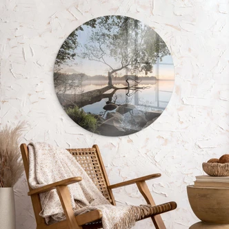 Glasbild Blick auf den See - Rund - Keller Glasbild Blick auf den See - Rund - Keller