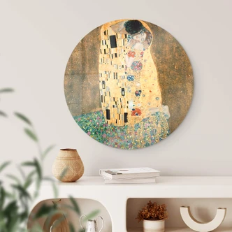 Glasbild Klimt - Der Kuss - Rund Glasbild Klimt - Der Kuss - Rund